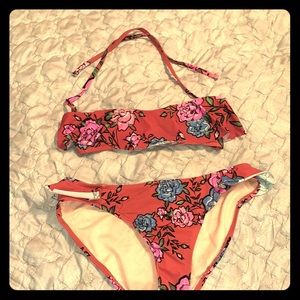 Pink bikini with flowers